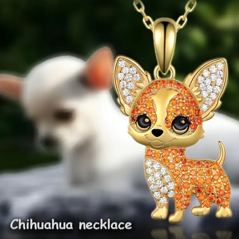 NEW! Cubic Zirconia Chihuahua Keychain/Bag 👜🎒 Charm & Pendant 📿 ~ 🎁🐾 🐕